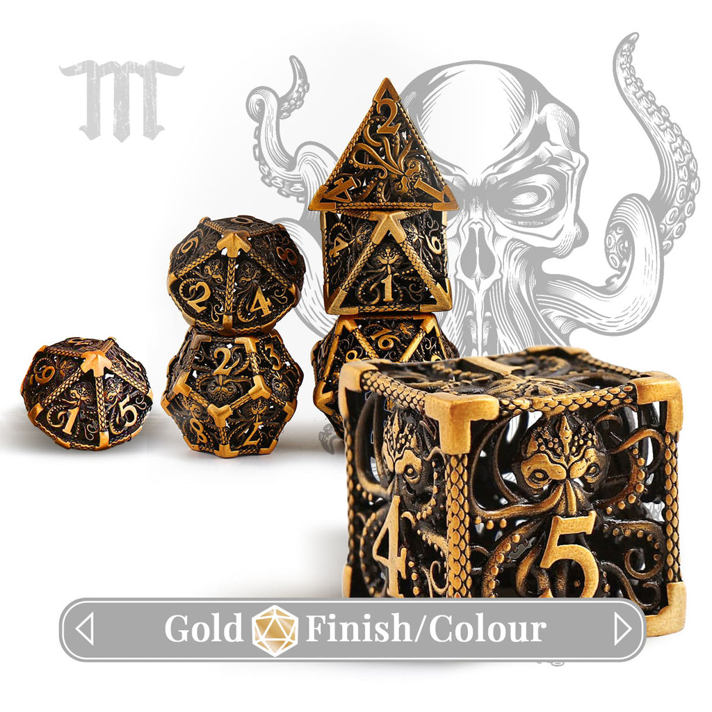 Baldurs Gate 3 inspired Mind Flayer Dice - Gold finish/style - Molly's Grotto