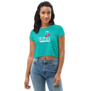 Open image in slideshow, Thicc Crop Tee Womens Iris Blue
